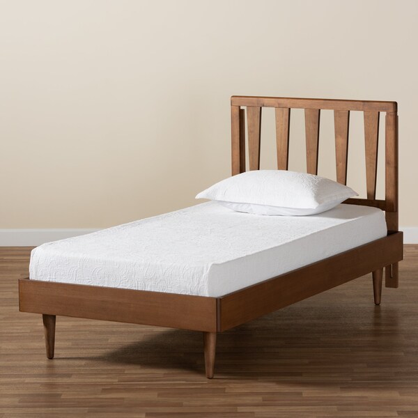 Baxton Studio Kuro Modern and Contemporary Walnut Brown Finished Wood Twin Size Platform Bed - 184-11100-11158-ZORO