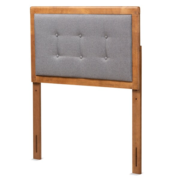 Baxton Studio Sarine Mid-Century Modern Dark Grey Fabric and Walnut Brown Finished Wood Twin Size Headboard - 181-11164-ZORO