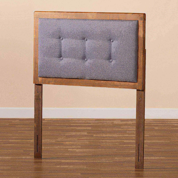 Baxton Studio Sarine Mid-Century Modern Dark Grey Fabric and Walnut Brown Finished Wood Twin Size Headboard - 181-11164-ZORO