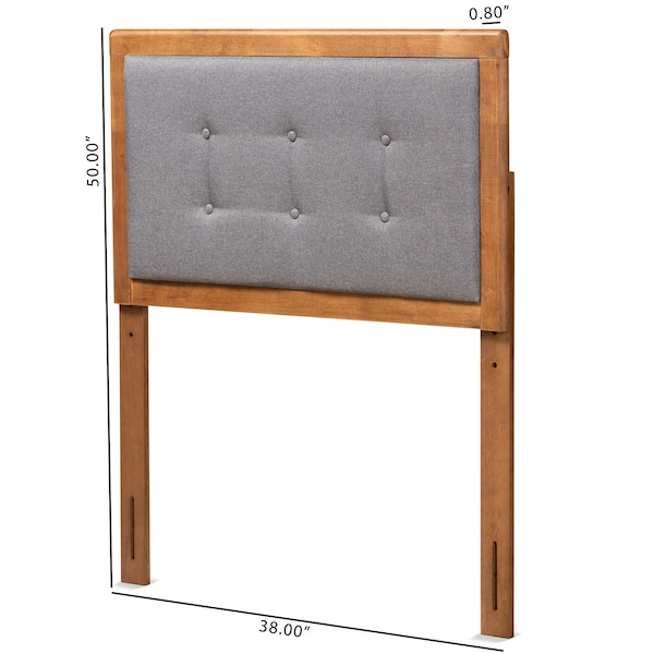 Baxton Studio Sarine Mid-Century Modern Dark Grey Fabric and Walnut Brown Finished Wood Twin Size Headboard - 181-11164-ZORO