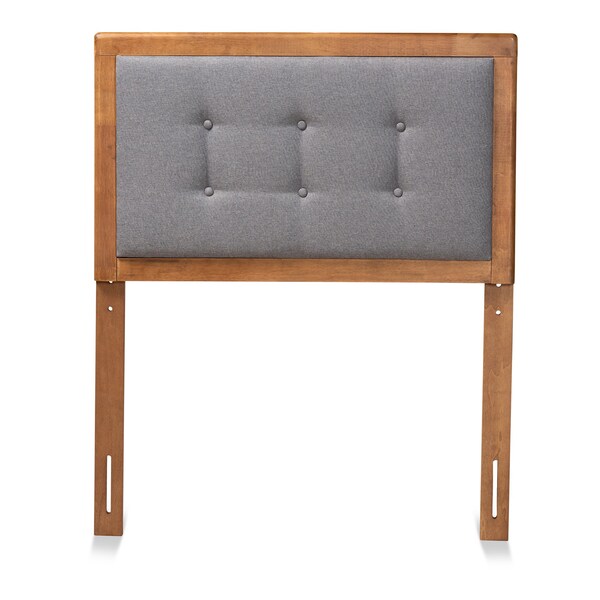 Baxton Studio Sarine Mid-Century Modern Dark Grey Fabric and Walnut Brown Finished Wood Twin Size Headboard - 181-11164-ZORO