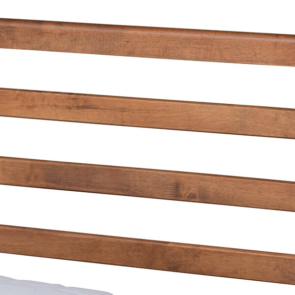 Baxton Studio Shiro Mid-Century Modern Ash Walnut Finished Wood Twin Size Platform Bed - 182-11104-11159-ZORO