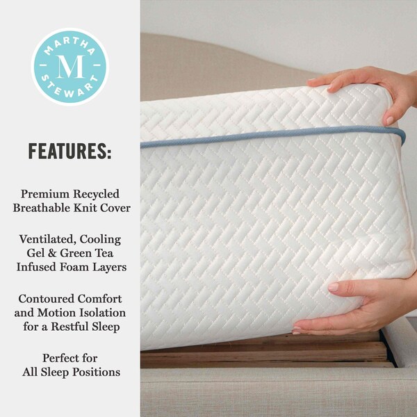 Martha Stewart SleepComplete 12 Inch Queen Medium Dual-Action Cooling Gel and Green Tea Memory Foam Mattress - CL-MODD-12Q-MS