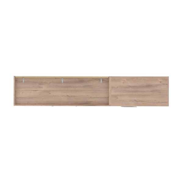 Bestar Pur Full Murphy Bed and Storage Unit with Drawers (95W) in rustic brown - 26891-000009