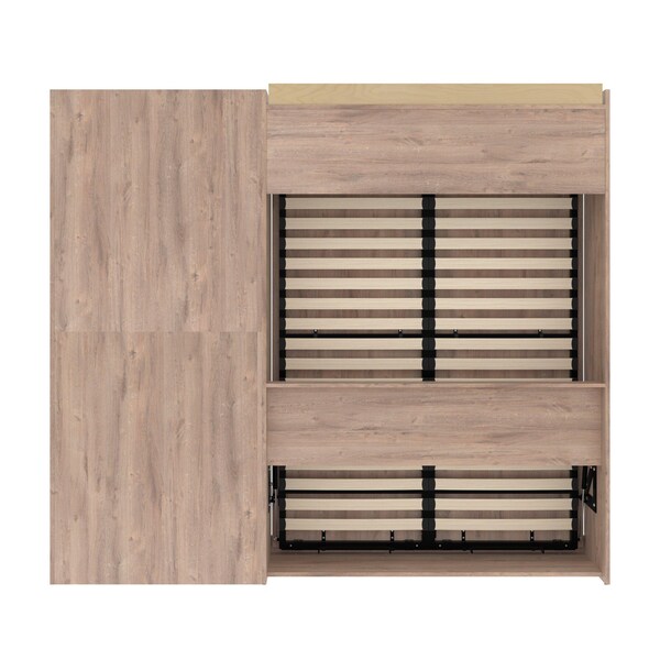 Bestar Pur Full Murphy Bed and Storage Unit with Drawers (95W) in rustic brown - 26891-000009