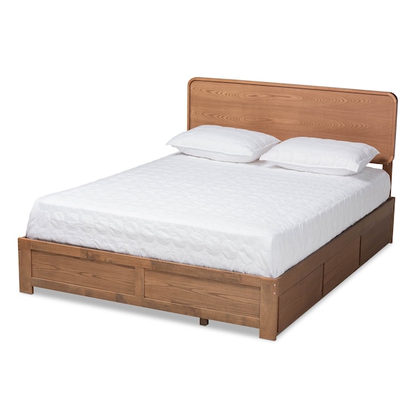 Baxton Studio Eleni Modern Ash Walnut Brown Finished Wood Full Size 3-Drawer Storage Bed - 175-9428-9620-ZORO