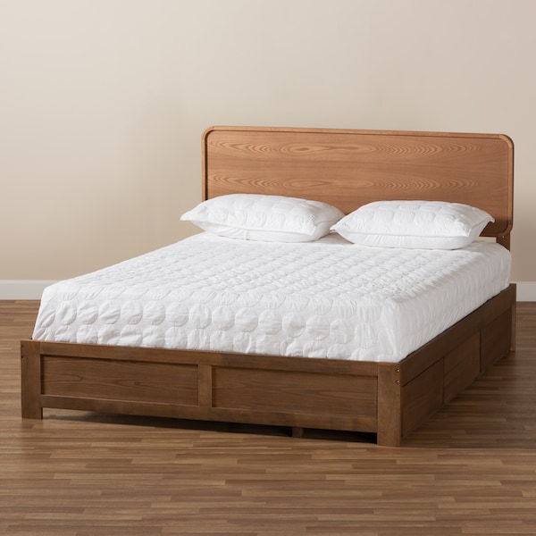 Baxton Studio Eleni Modern Ash Walnut Brown Finished Wood Full Size 3-Drawer Storage Bed - 175-9428-9620-ZORO