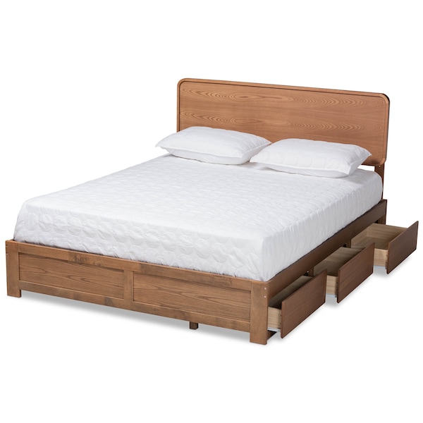 Baxton Studio Eleni Modern Ash Walnut Brown Finished Wood Full Size 3-Drawer Storage Bed - 175-9428-9620-ZORO