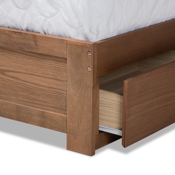 Baxton Studio Lene Modern Dark Grey Fabric and Ash Walnut Brown Finished Wood King Size 3-Drawer Storage Bed - 175-9433-9622-ZORO