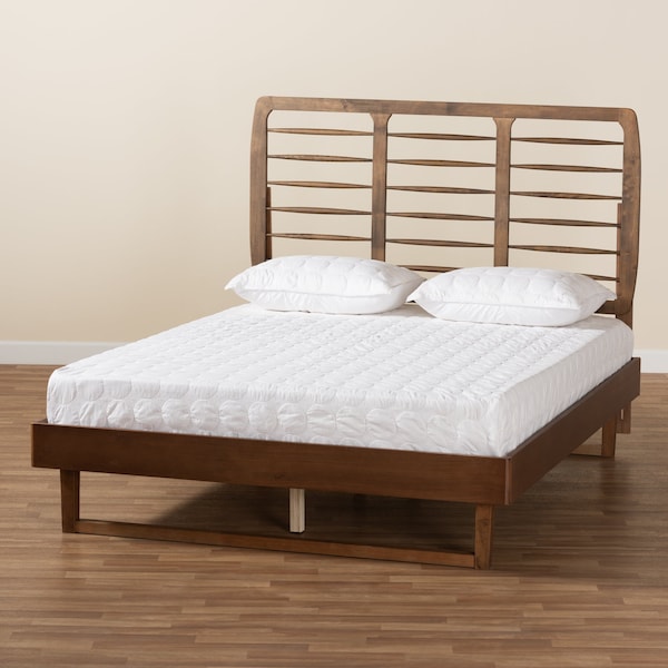 Baxton Studio Lucie Modern and Contemporary Walnut Brown Finished Wood Full Size Platform Bed - 184-11147-9410-ZORO
