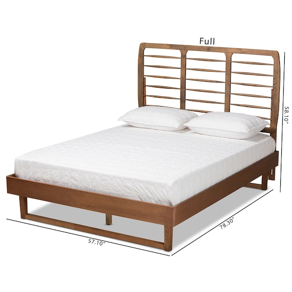 Baxton Studio Lucie Modern and Contemporary Walnut Brown Finished Wood Full Size Platform Bed - 184-11147-9410-ZORO
