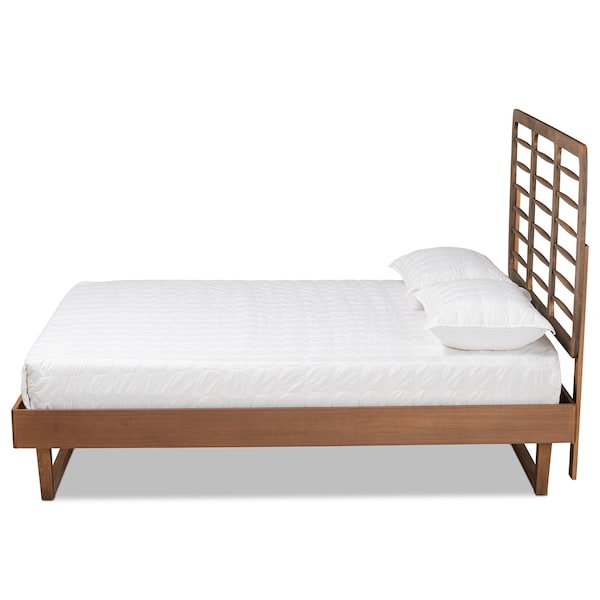 Baxton Studio Lucie Modern and Contemporary Walnut Brown Finished Wood Full Size Platform Bed - 184-11147-9410-ZORO
