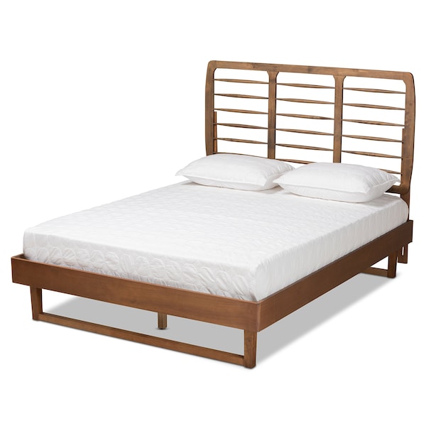 Baxton Studio Lucie Modern and Contemporary Walnut Brown Finished Wood Full Size Platform Bed - 184-11147-9410-ZORO