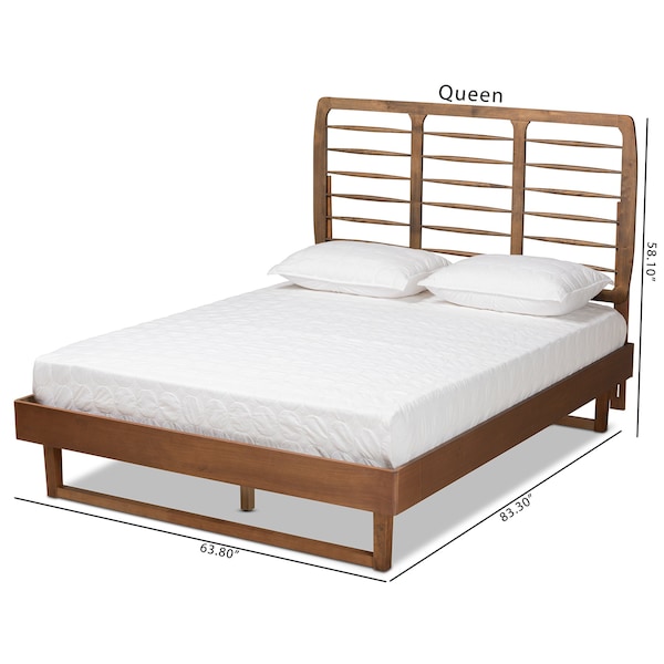 Baxton Studio Lucie Modern and Contemporary Walnut Brown Finished Wood Full Size Platform Bed - 184-11147-9410-ZORO