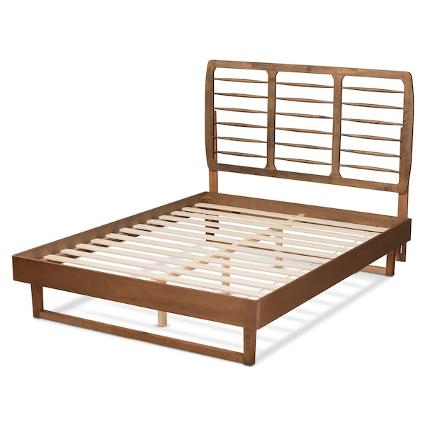 Baxton Studio Lucie Modern and Contemporary Walnut Brown Finished Wood Full Size Platform Bed - 184-11147-9410-ZORO