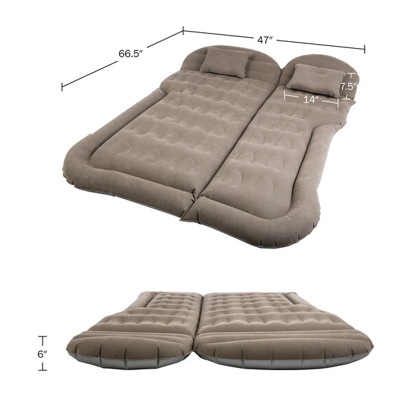 Wakeman Inflatable Mattress - Car Air Mattress for SUV/Tent with Aux Pump & 2 Pillows by Wakeman Gray - 75-CMP1144