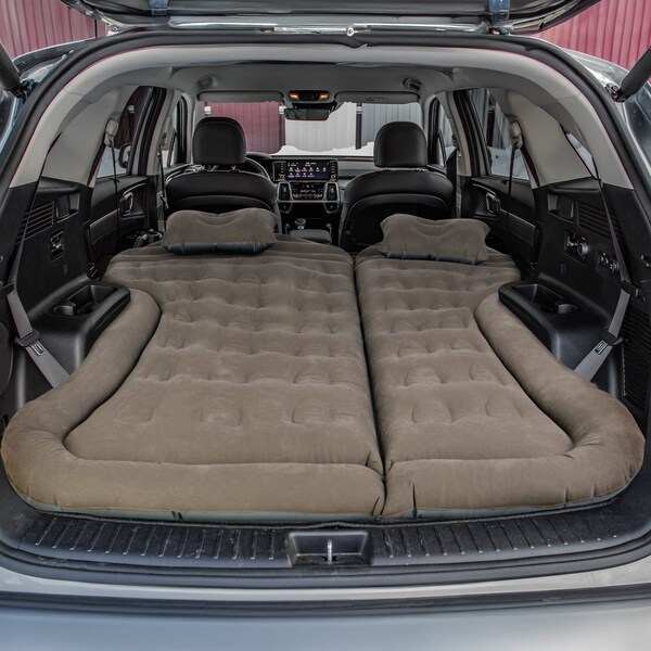 Wakeman Inflatable Mattress - Car Air Mattress for SUV/Tent with Aux Pump & 2 Pillows by Wakeman Gray - 75-CMP1144
