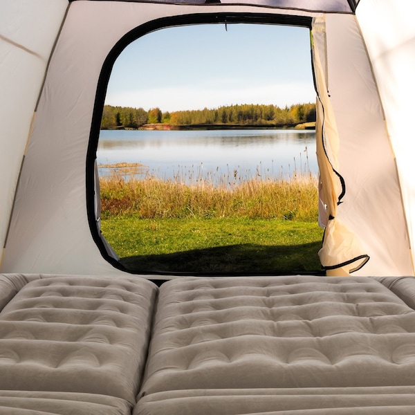 Wakeman Inflatable Mattress - Car Air Mattress for SUV/Tent with Aux Pump & 2 Pillows by Wakeman Gray - 75-CMP1144