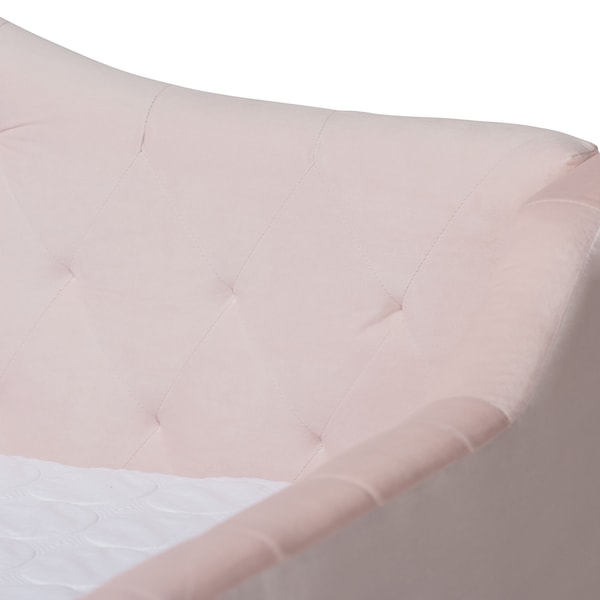 Baxton Studio Perry Pink Velvet Upholstered and Tufted Twin Size Daybed with Trundle - 156-9445