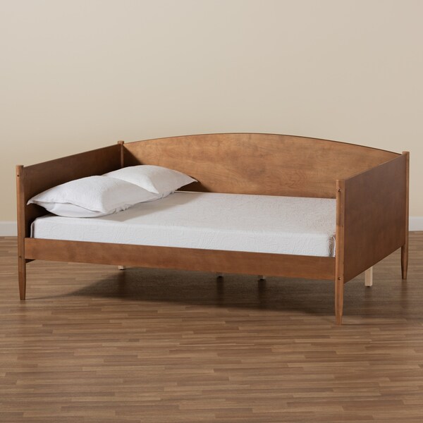 Baxton Studio Veles Mid-Century Modern Ash Walnut Finished Wood Full Size Daybed - 183-11174-ZORO