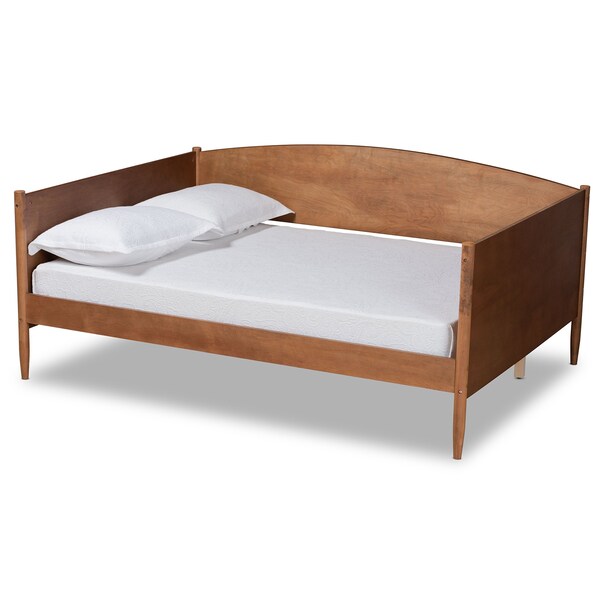 Baxton Studio Veles Mid-Century Modern Ash Walnut Finished Wood Full Size Daybed - 183-11174-ZORO