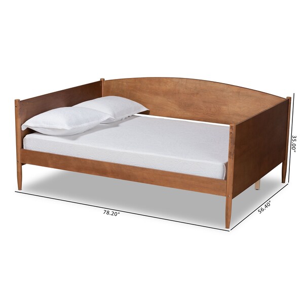 Baxton Studio Veles Mid-Century Modern Ash Walnut Finished Wood Full Size Daybed - 183-11174-ZORO