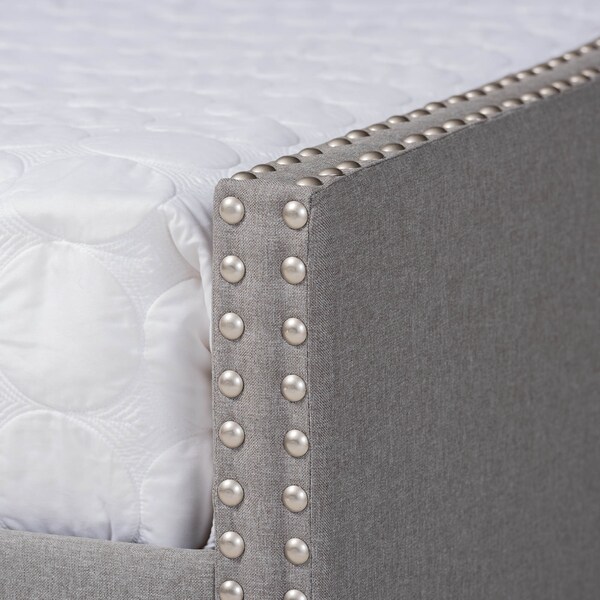 Baxton Studio Haylie Light Grey Queen Size Daybed with Roll-Out Trundle Bed - 158-9677