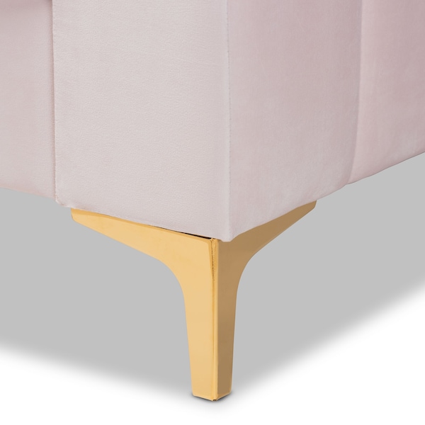 Baxton Studio Oksana Modern Glam and Luxe Light Pink Velvet Fabric and Gold Finished Queen Size Daybed - 174-10986-ZORO