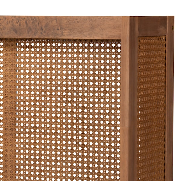 Baxton Studio Rina Ash Walnut Finished and Rattan King Size Wrap-Around Headboard - 159-9817