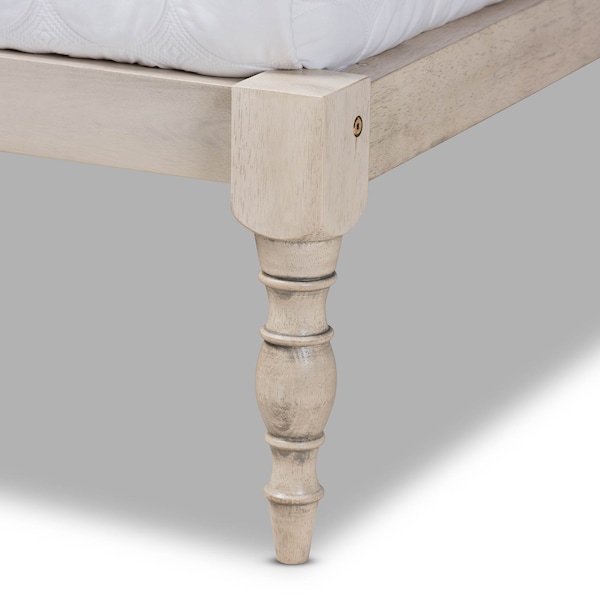 Baxton Studio Iseline Antique White Finished Wood Queen Size Platform Bed Frame - 160-10040
