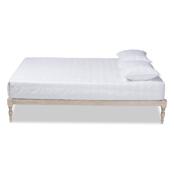 Baxton Studio Iseline Antique White Finished Wood Queen Size Platform Bed Frame - 160-10040