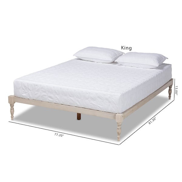 Baxton Studio Iseline Antique White Finished Wood Queen Size Platform Bed Frame - 160-10040