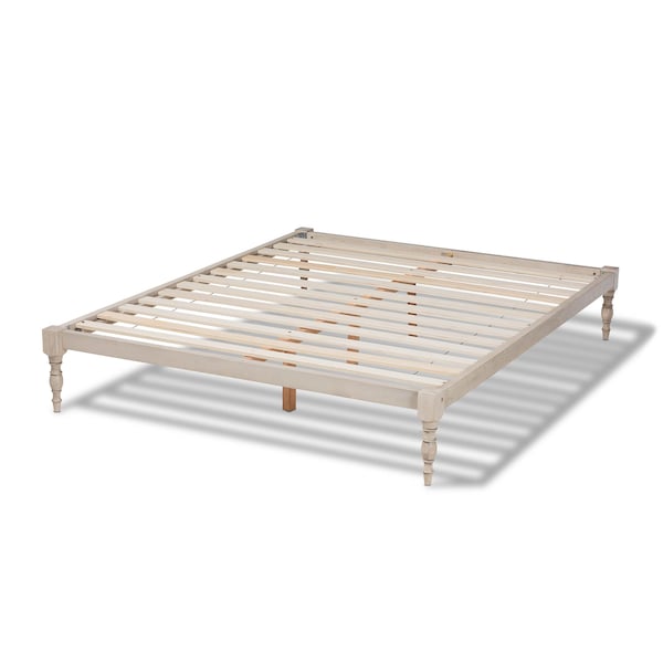 Baxton Studio Iseline Antique White Finished Wood Queen Size Platform Bed Frame - 160-10040