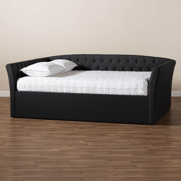 Baxton Studio Delora Dark Grey Upholstered Queen Size Daybed - 158-9672