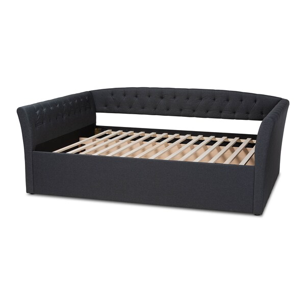 Baxton Studio Delora Dark Grey Upholstered Queen Size Daybed - 158-9672