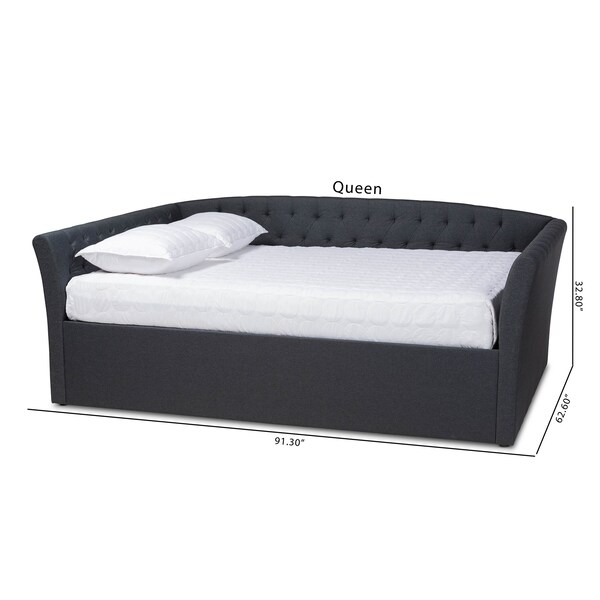 Baxton Studio Delora Dark Grey Upholstered Queen Size Daybed - 158-9672