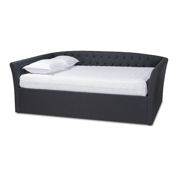 Baxton Studio Delora Dark Grey Upholstered Queen Size Daybed - 158-9672