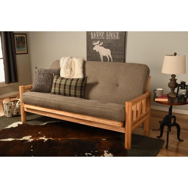 Kodiak Lodge Natural Futon Frame with Linen Stone Mattress - Full Size - KFLDLSTNLF5MD3