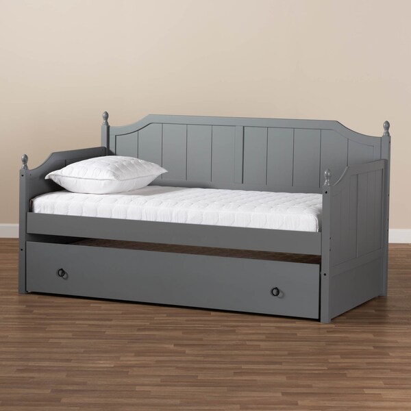Baxton Studio Millie Grey Finished Wood Twin Size Daybed with Trundle - 157-9623