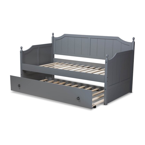 Baxton Studio Millie Grey Finished Wood Twin Size Daybed with Trundle - 157-9623