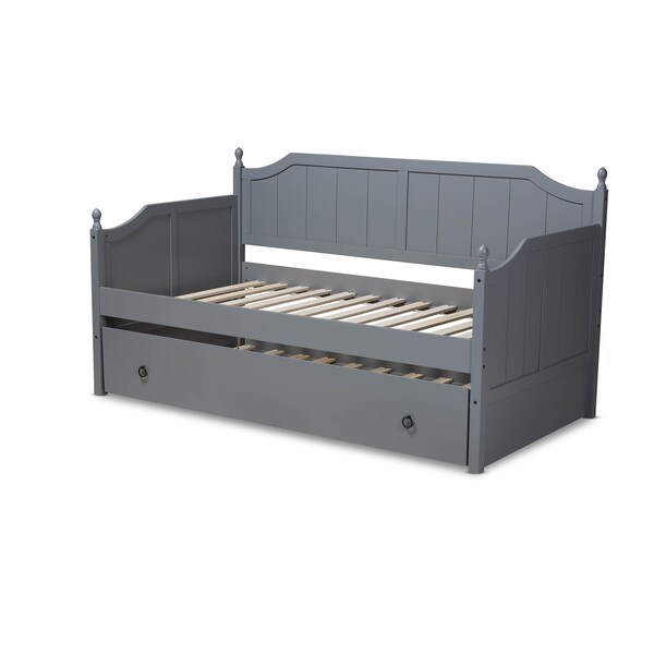 Baxton Studio Millie Grey Finished Wood Twin Size Daybed with Trundle - 157-9623
