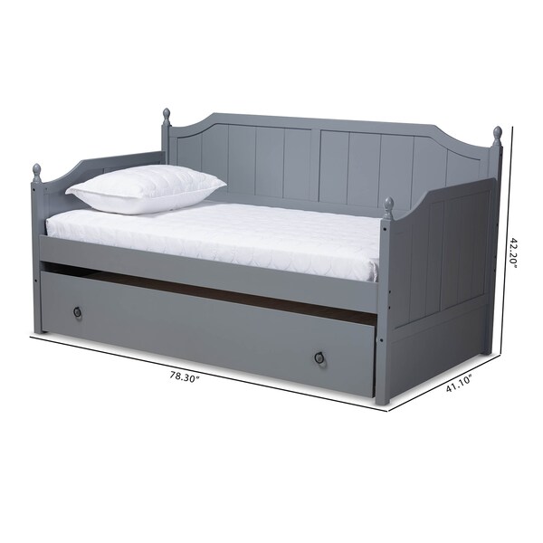 Baxton Studio Millie Grey Finished Wood Twin Size Daybed with Trundle - 157-9623