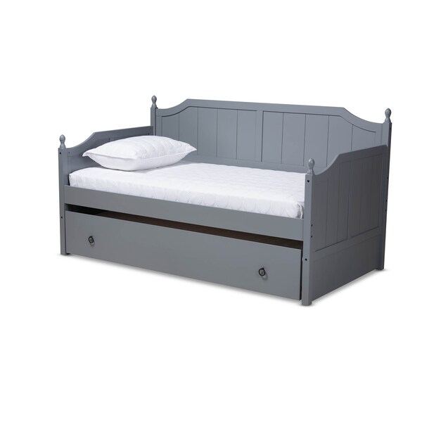 Baxton Studio Millie Grey Finished Wood Twin Size Daybed with Trundle - 157-9623