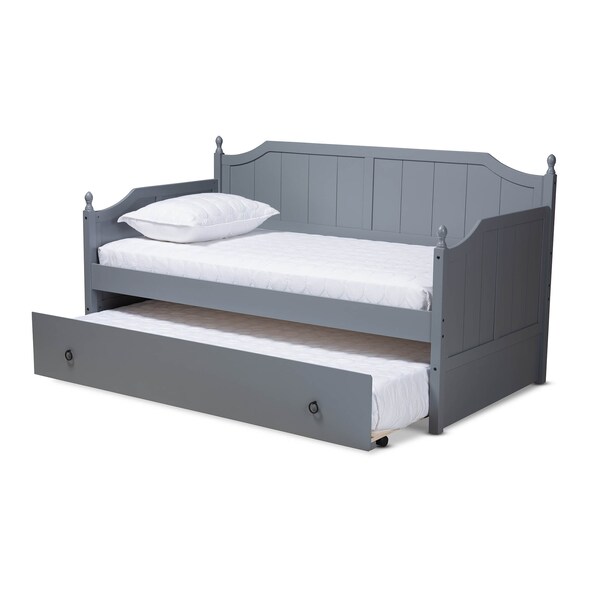 Baxton Studio Millie Grey Finished Wood Twin Size Daybed with Trundle - 157-9623