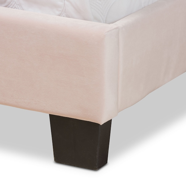Baxton Studio Tamira Modern and Contemporary Glam Light Pink Velvet Fabric Full Size Panel Bed - 183-11272-ZORO