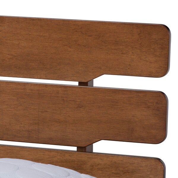 Baxton Studio Anzia Mid-Century Walnut Finished Wood Queen Size Platform bed - 159-9610