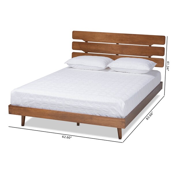 Baxton Studio Anzia Mid-Century Walnut Finished Wood Queen Size Platform bed - 159-9610