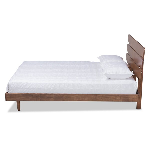 Baxton Studio Anzia Mid-Century Walnut Finished Wood Queen Size Platform bed - 159-9610