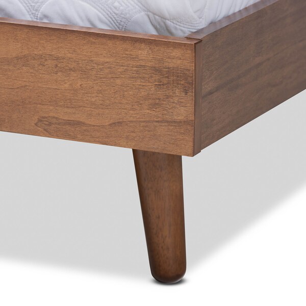 Baxton Studio Anzia Mid-Century Walnut Finished Wood Queen Size Platform bed - 159-9610