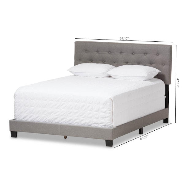 Baxton Studio Cassandra Modern Light Grey Upholstered Queen Size Bed - 136-7458